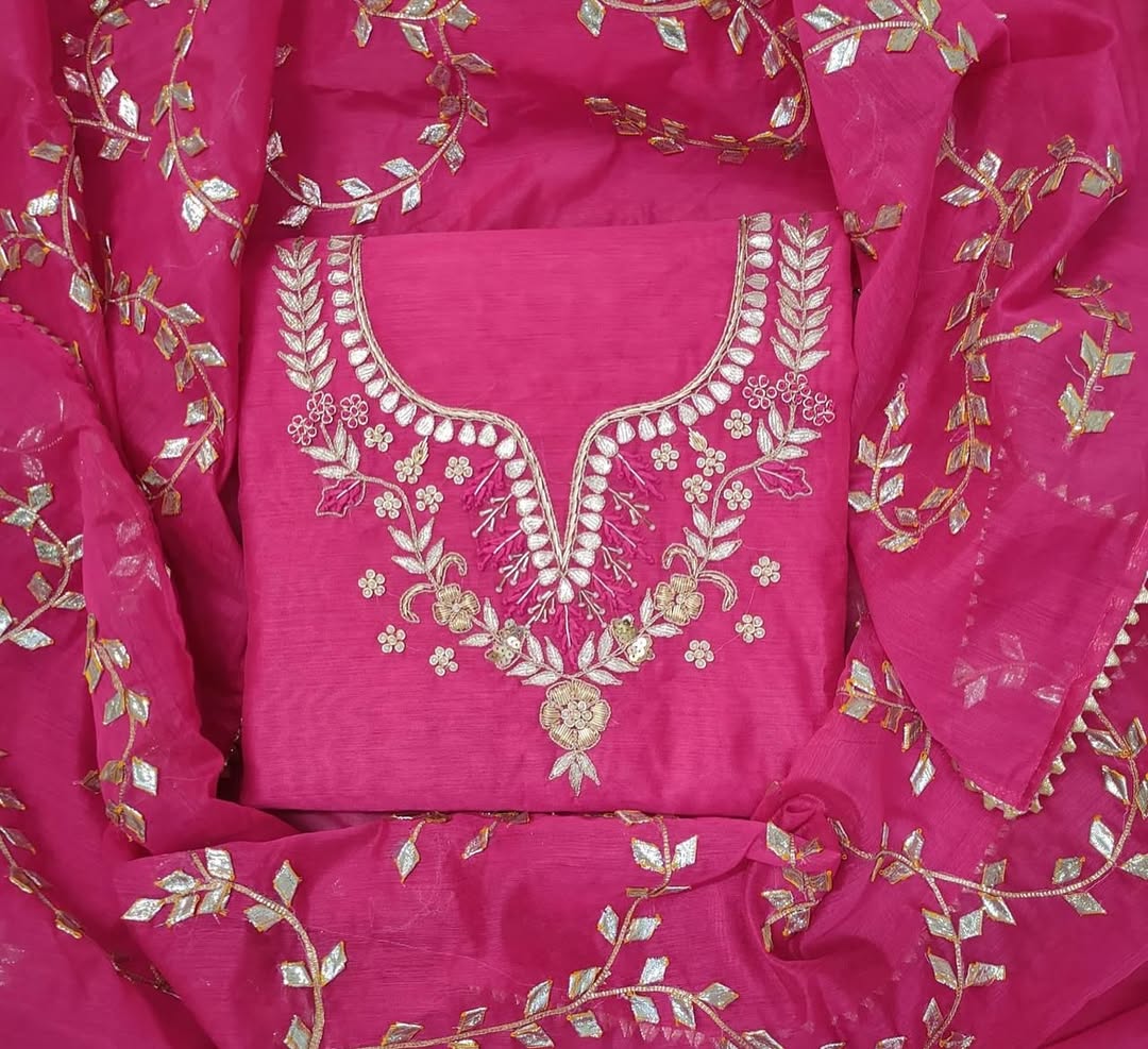 Chanderi Handwork Suit Fabric