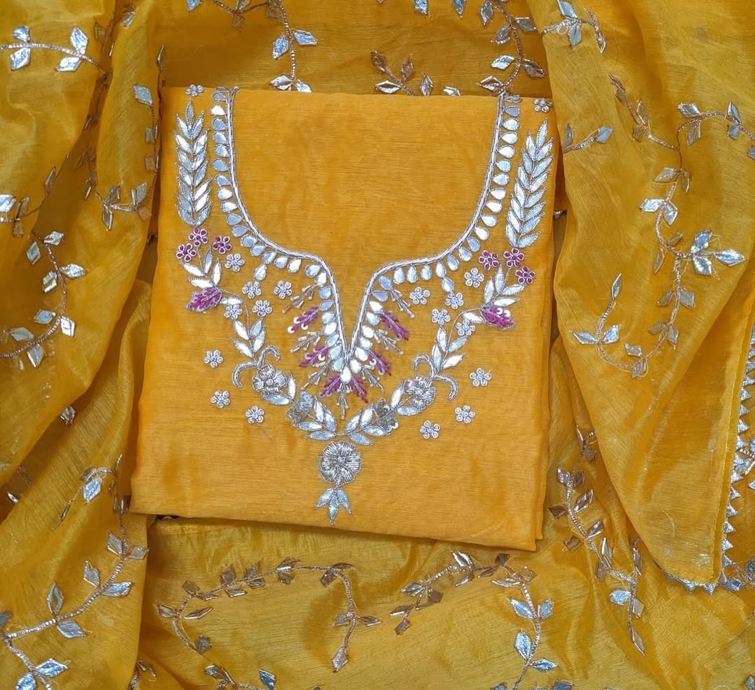 Chanderi Handwork Suit Fabric