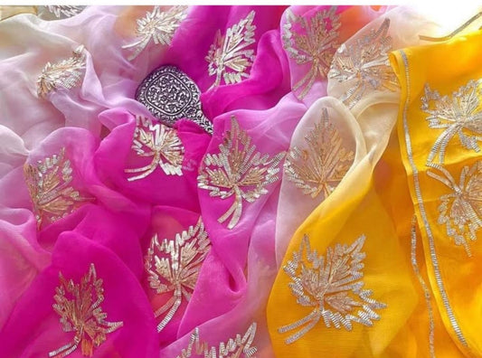 Kachi Gotta Maple Chiffon Saree