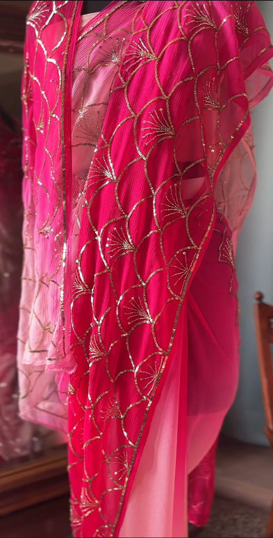 RimJhim Sequin Chiffon Saree