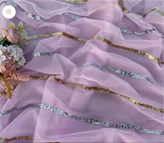 Mira Sequins Line Chiffon Saree