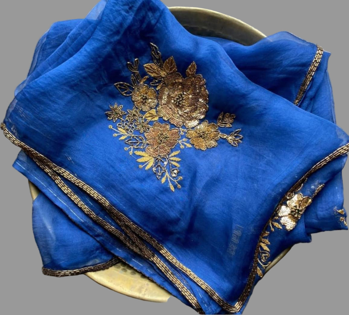 Firoza Sequin Chiffon Saree