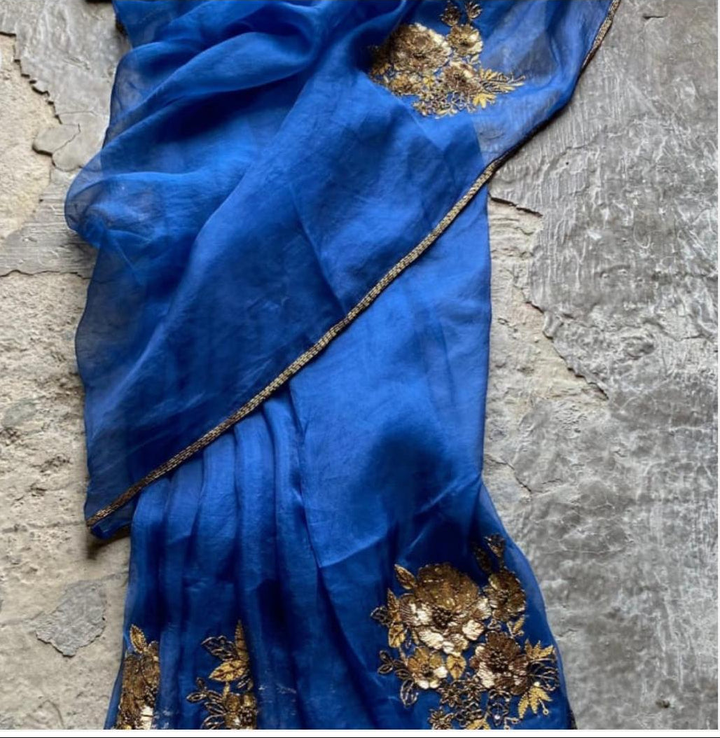 Firoza Sequin Chiffon Saree