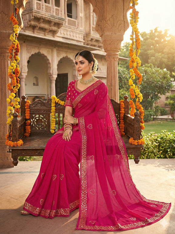 Rani Zari Aari Chiffon Saree