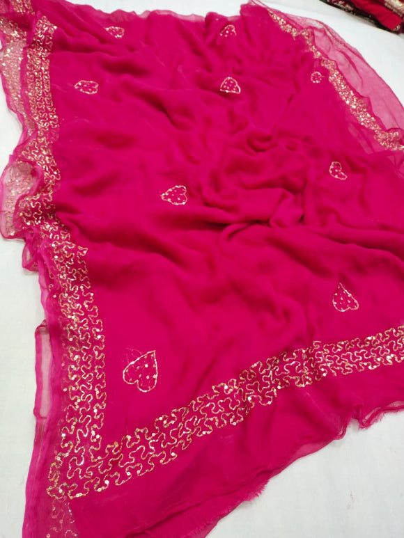 Rani Zari Aari Chiffon Saree