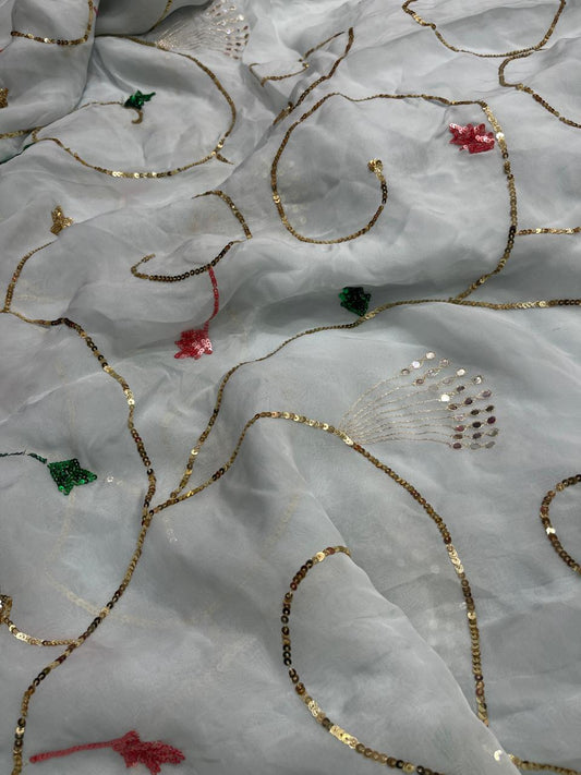 Sequin Zaal Pure Organza saree