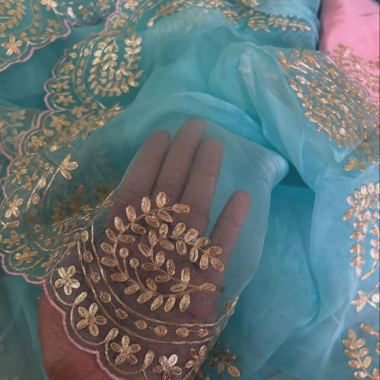 Blue Pittan Work Saree