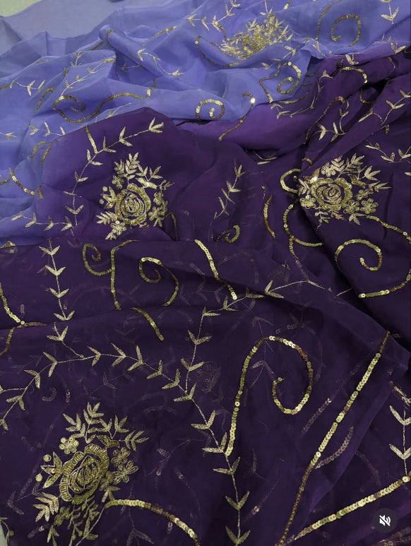 Jaamuni Sequin Zari Zaal Chiffon Saree