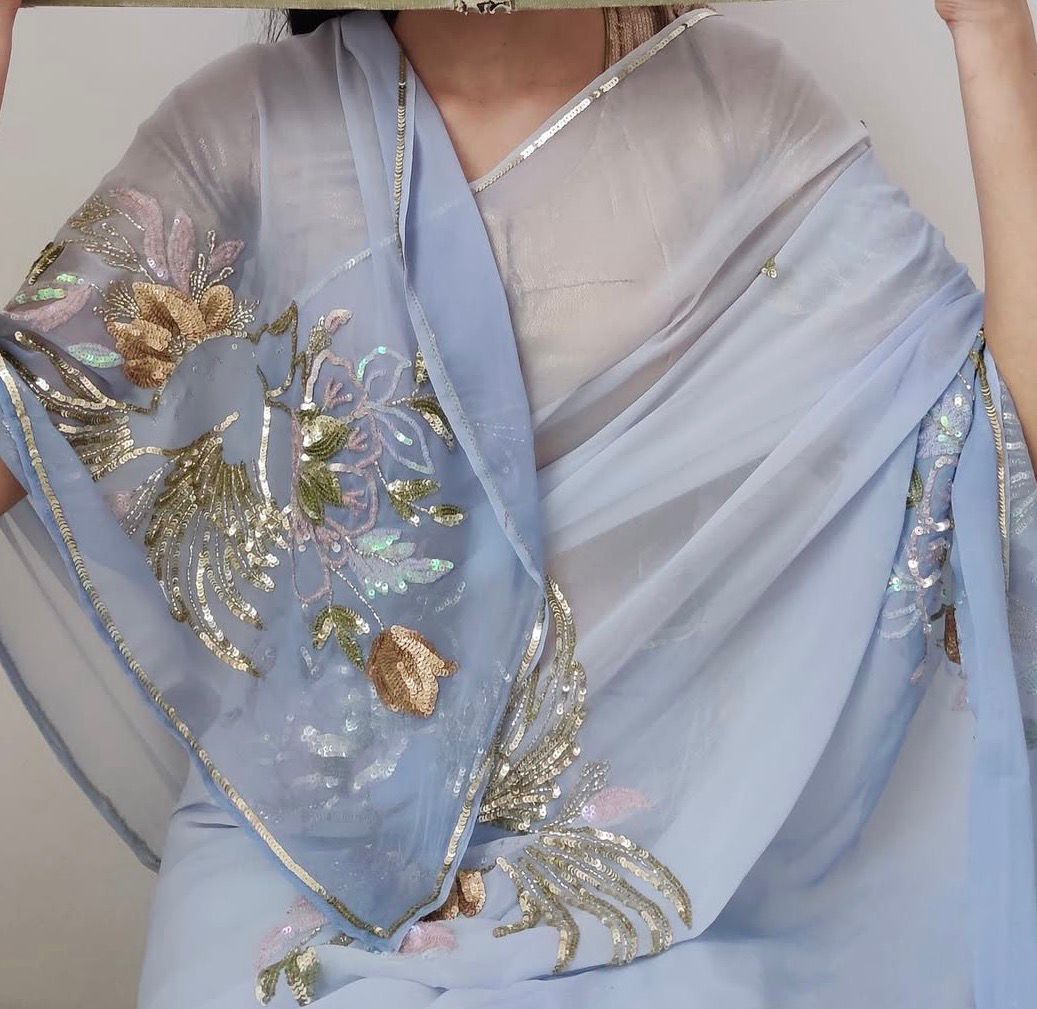 Adah Sequin Chiffon Saree