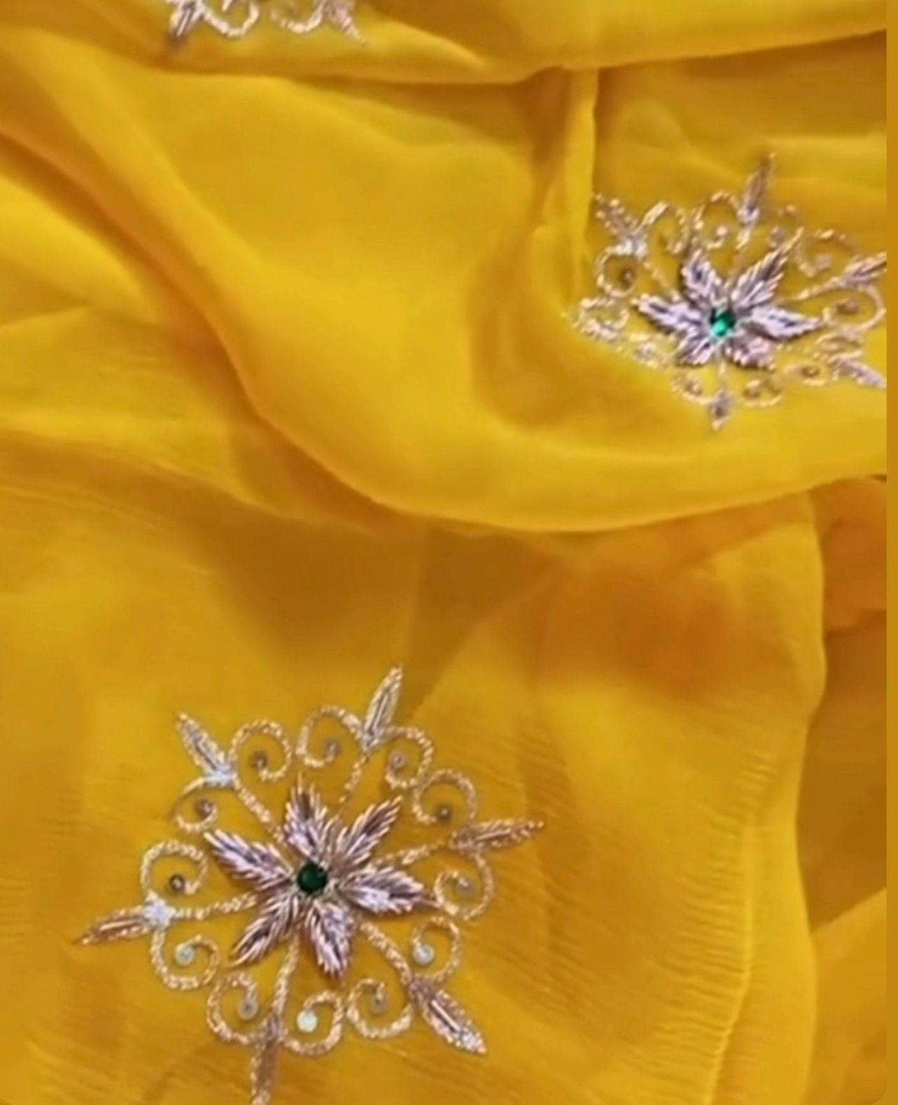 Yellow Zardosi Butta Saree