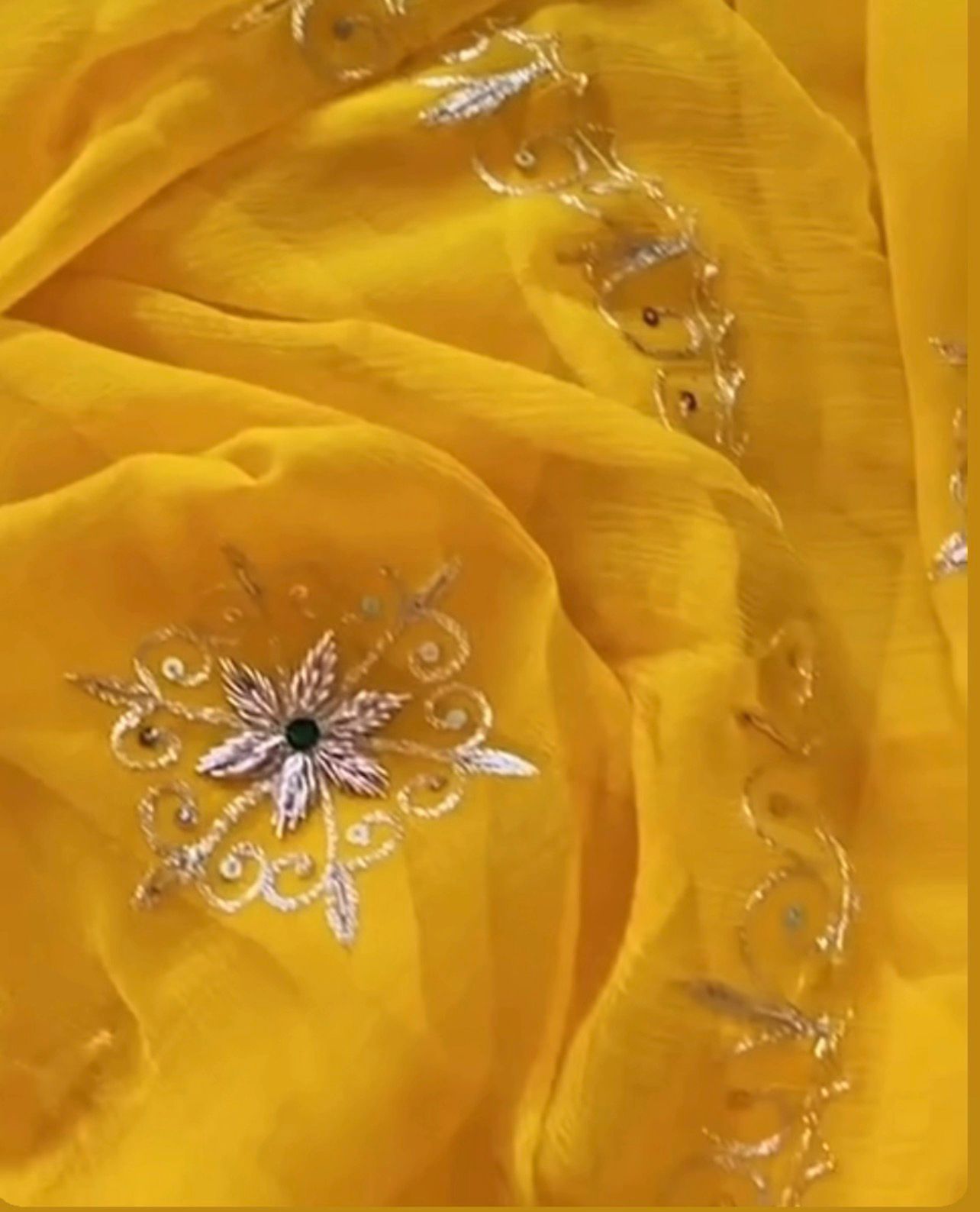 Yellow Zardosi Butta Saree