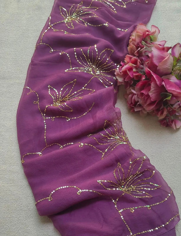 Cedar Sequins Zaal Saree