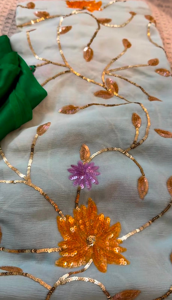 Mogra Sequins Zaal Chiffon Saree