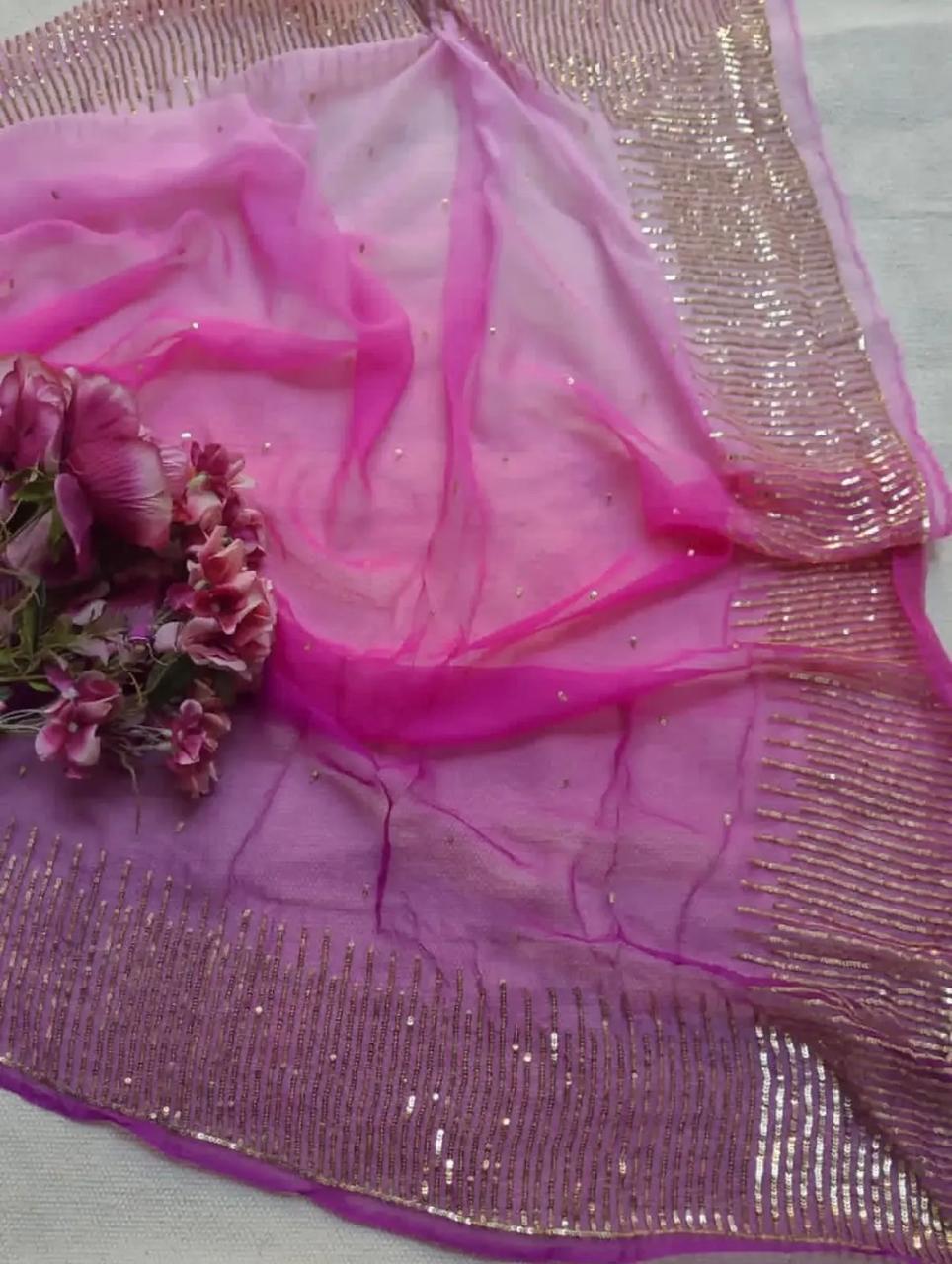 Cocktail Sequins  Border Saree