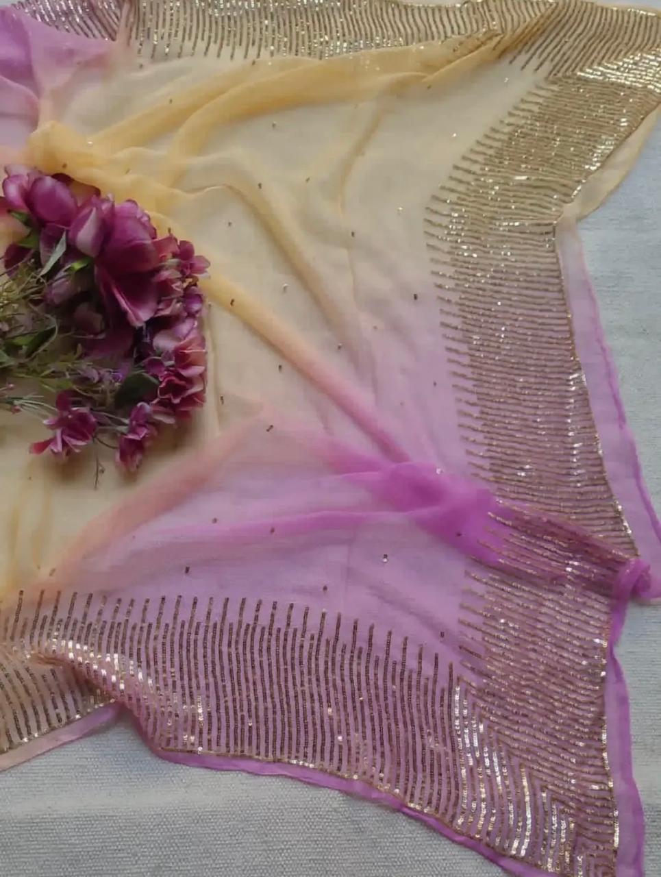 Cocktail Sequins  Border Saree