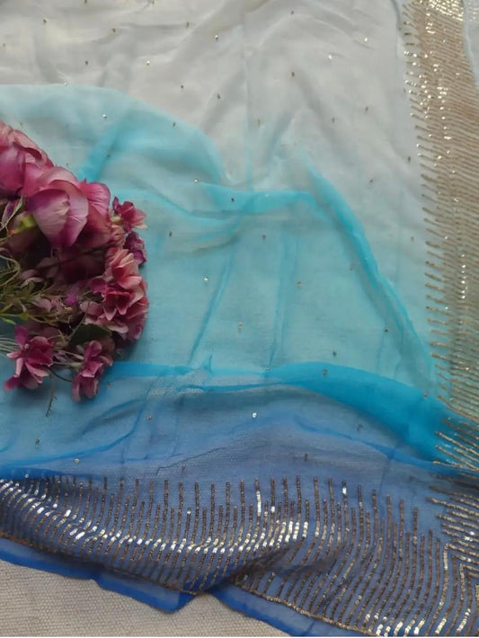 Cocktail Sequins  Border Saree