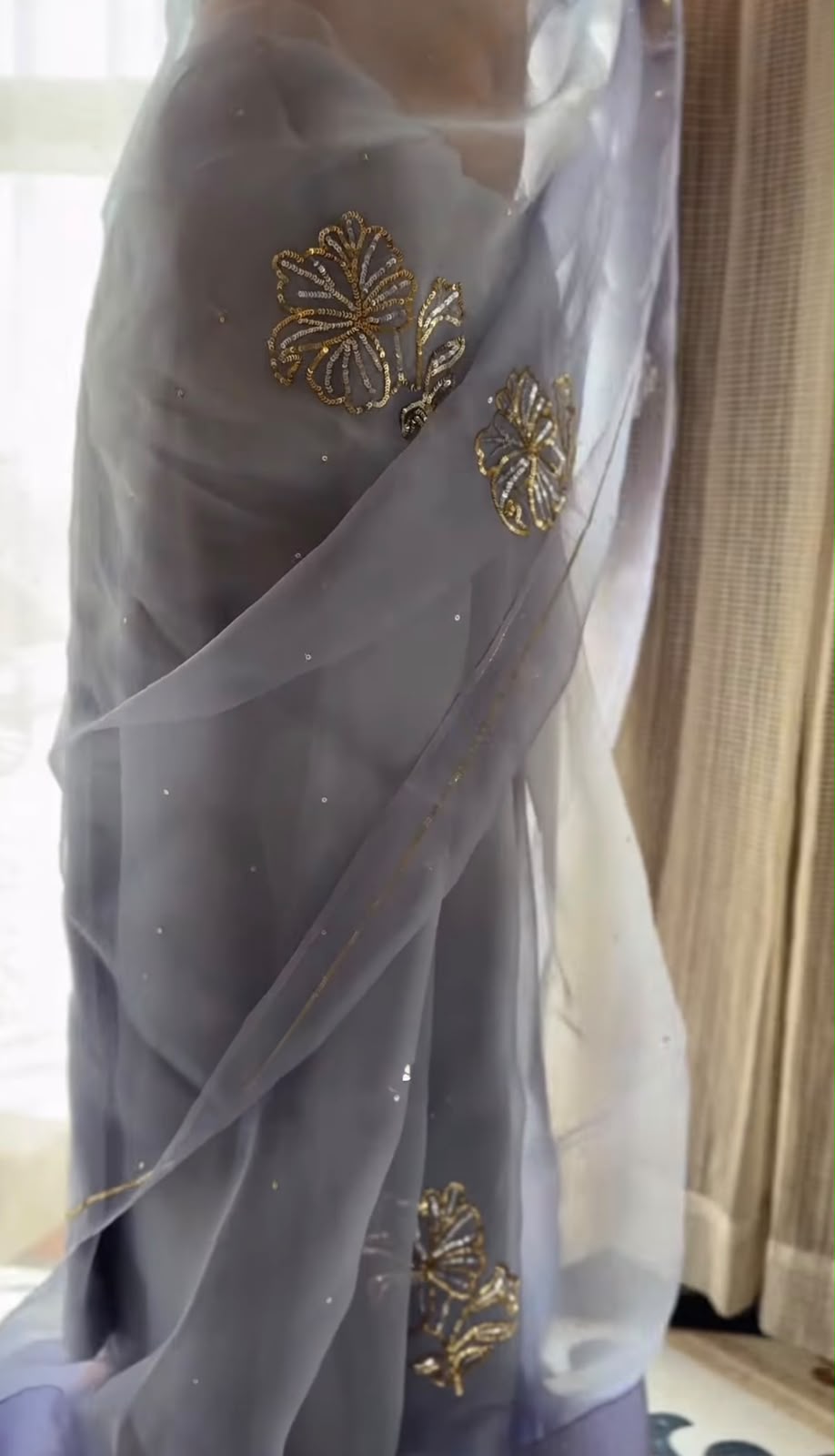 Lavender Organza Saree