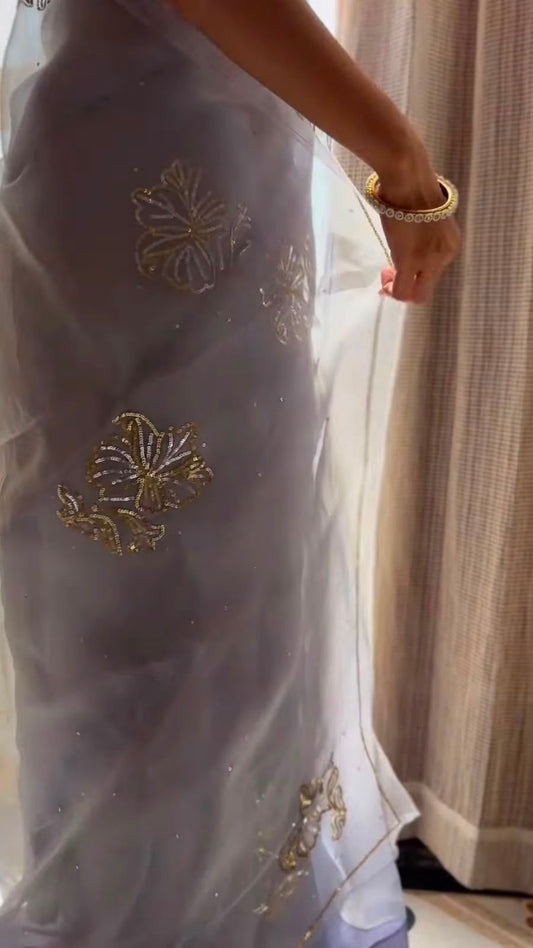 Lavender Organza Saree