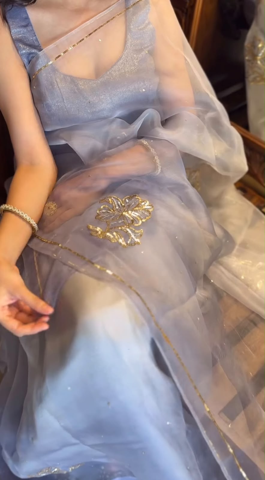 Lavender Organza Saree