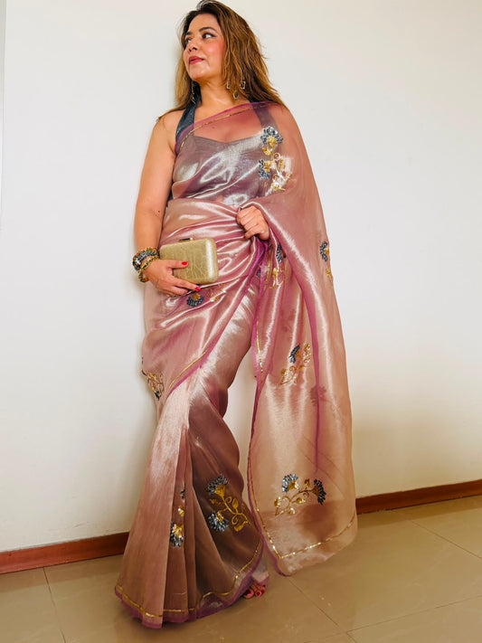 Soft Tissue Sequin Saree