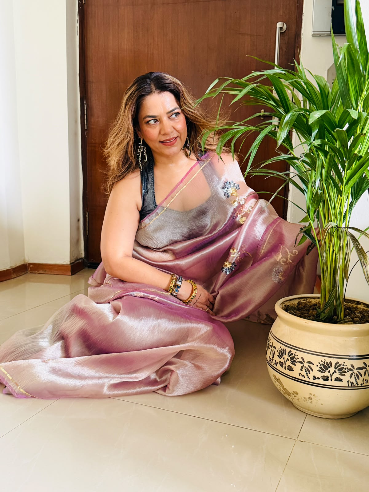 Soft Tissue Sequin Saree