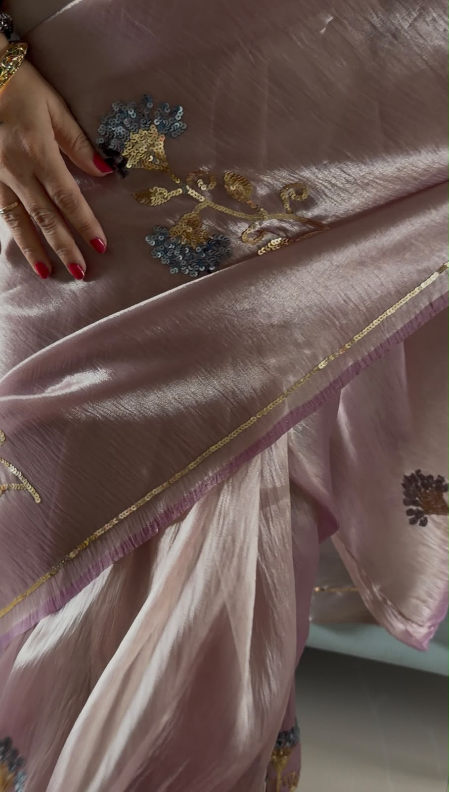 Soft Tissue Sequin Saree