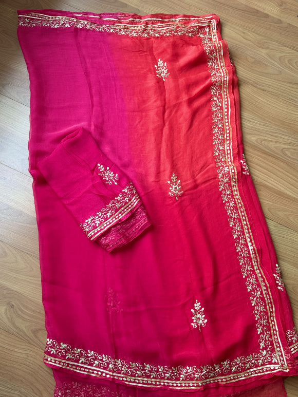 Red Pittan Handwork Saree