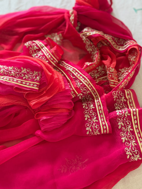 Red Pittan Handwork Saree