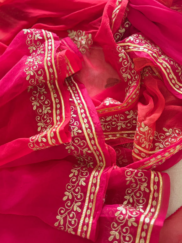 Red Pittan Handwork Saree