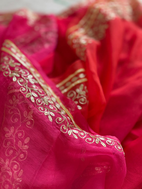 Red Pittan Handwork Saree