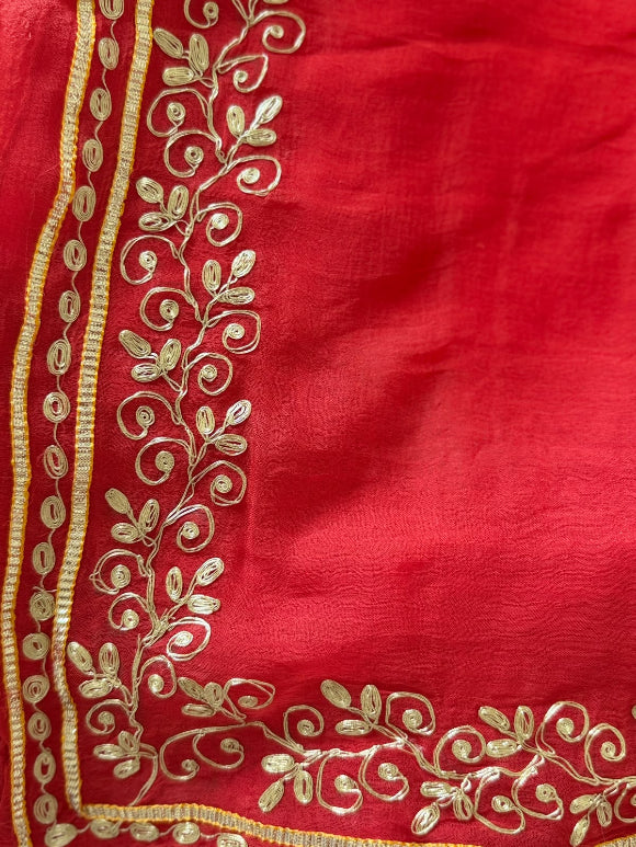Red Pittan Handwork Saree