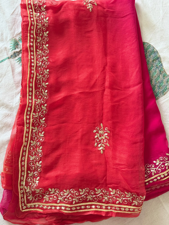 Red Pittan Handwork Saree