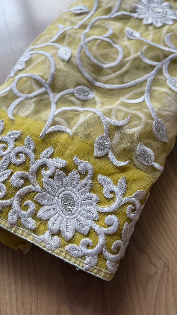 Yellow Bahar Net Saree