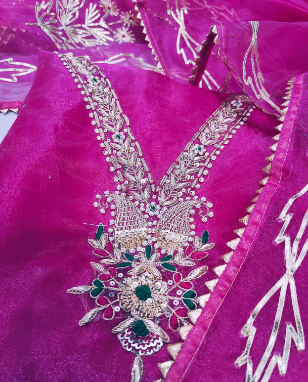 Pink Oganza handwork Fabric