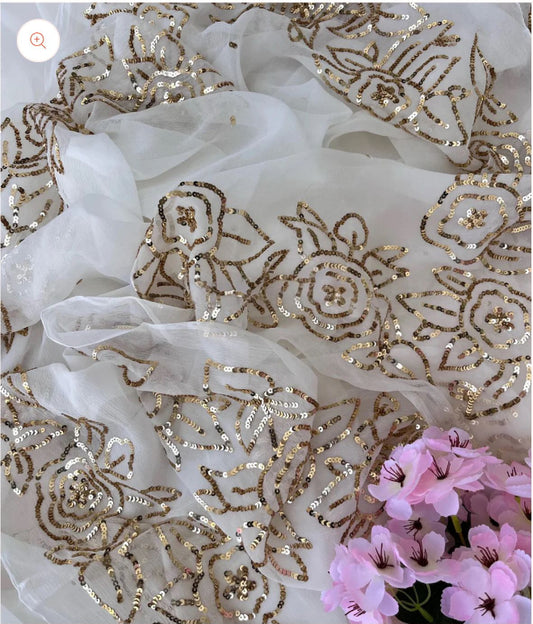 Mughlai Sequin Pure Chiffon Saree