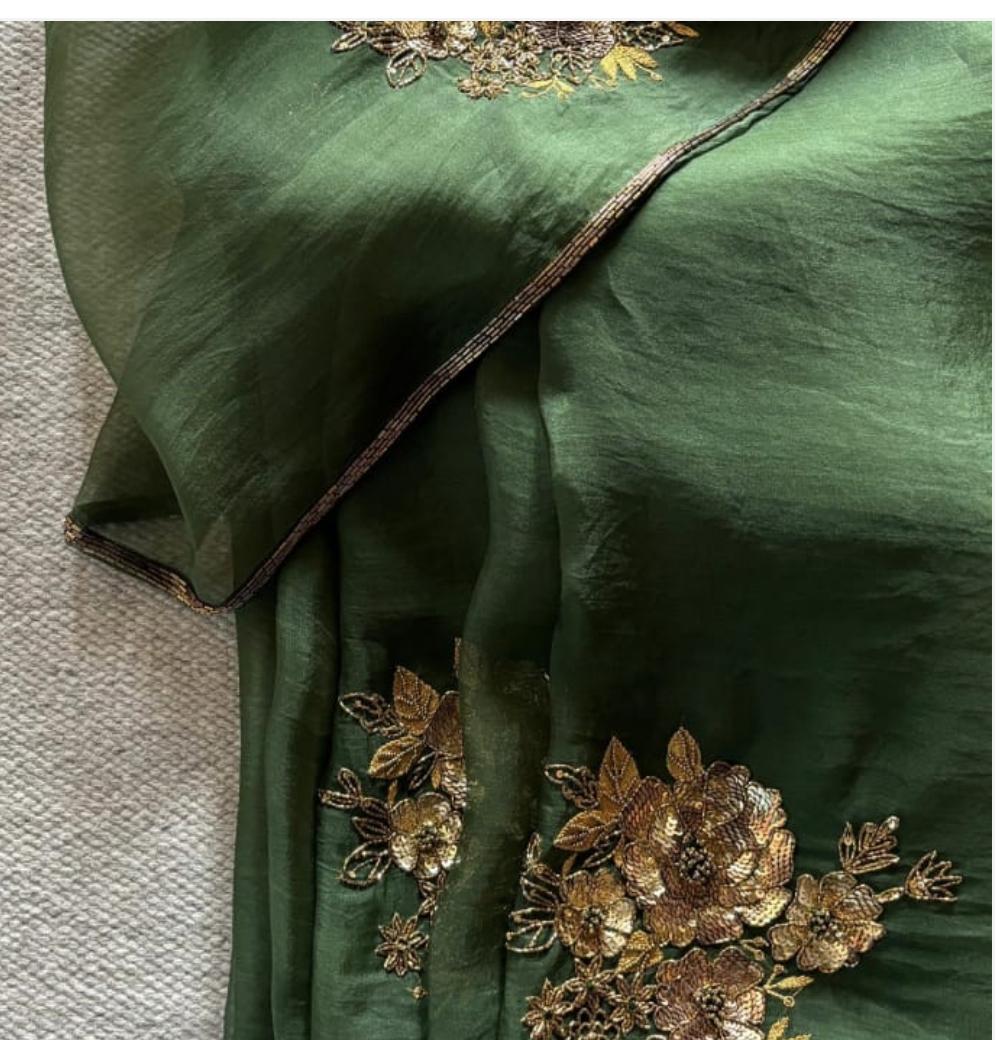 Firoza Sequin Chiffon Saree