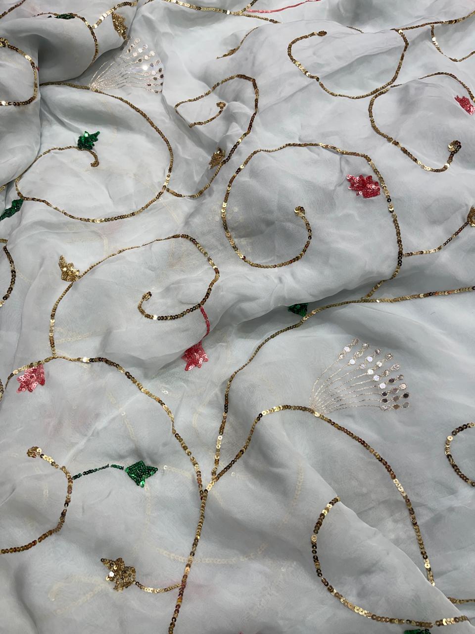 Sequin Zaal Pure Organza saree