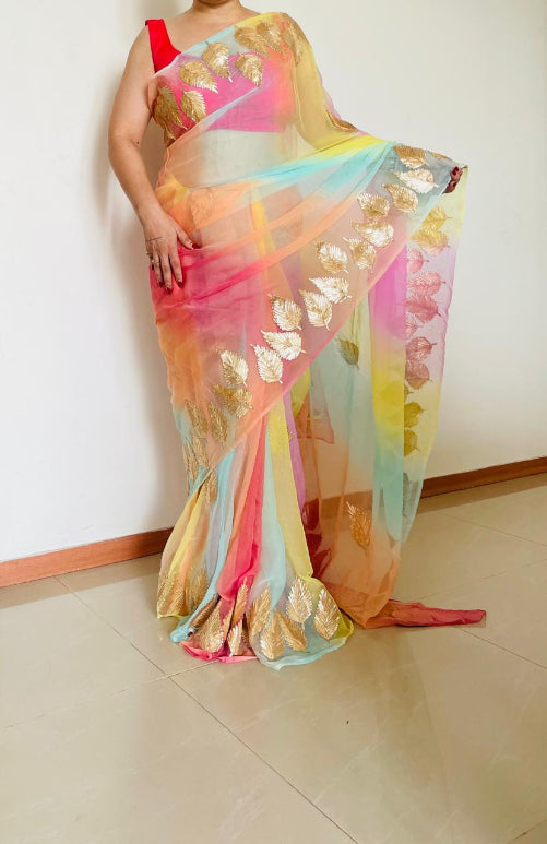 Rainbow Gotta Chiffon Saree