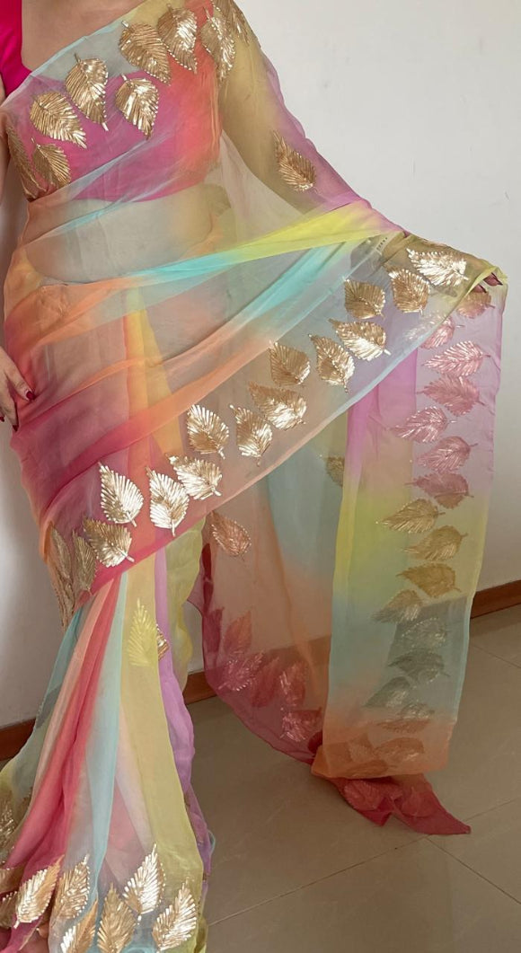 Rainbow Gotta Chiffon Saree