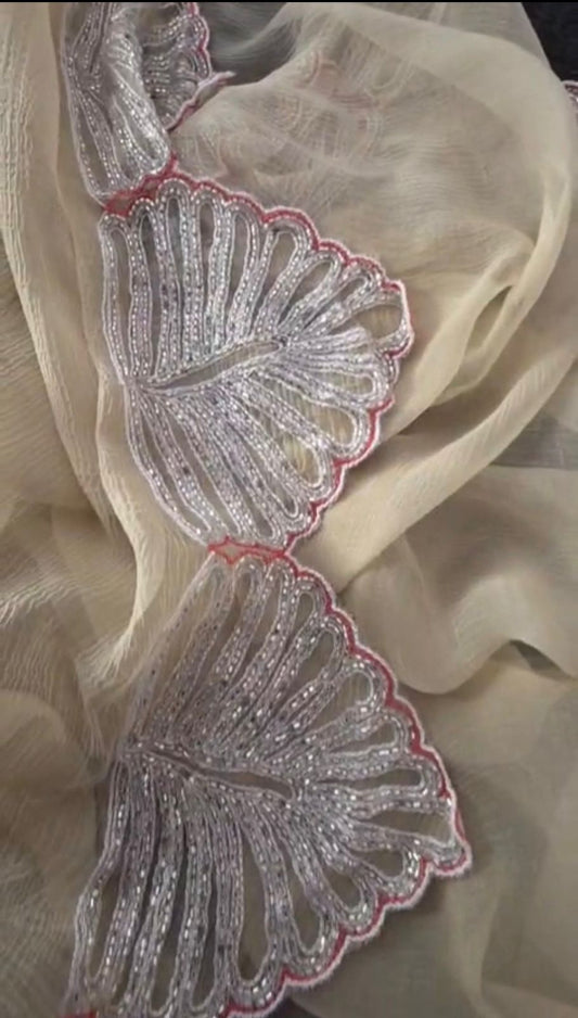 Palm Cutdana Saree