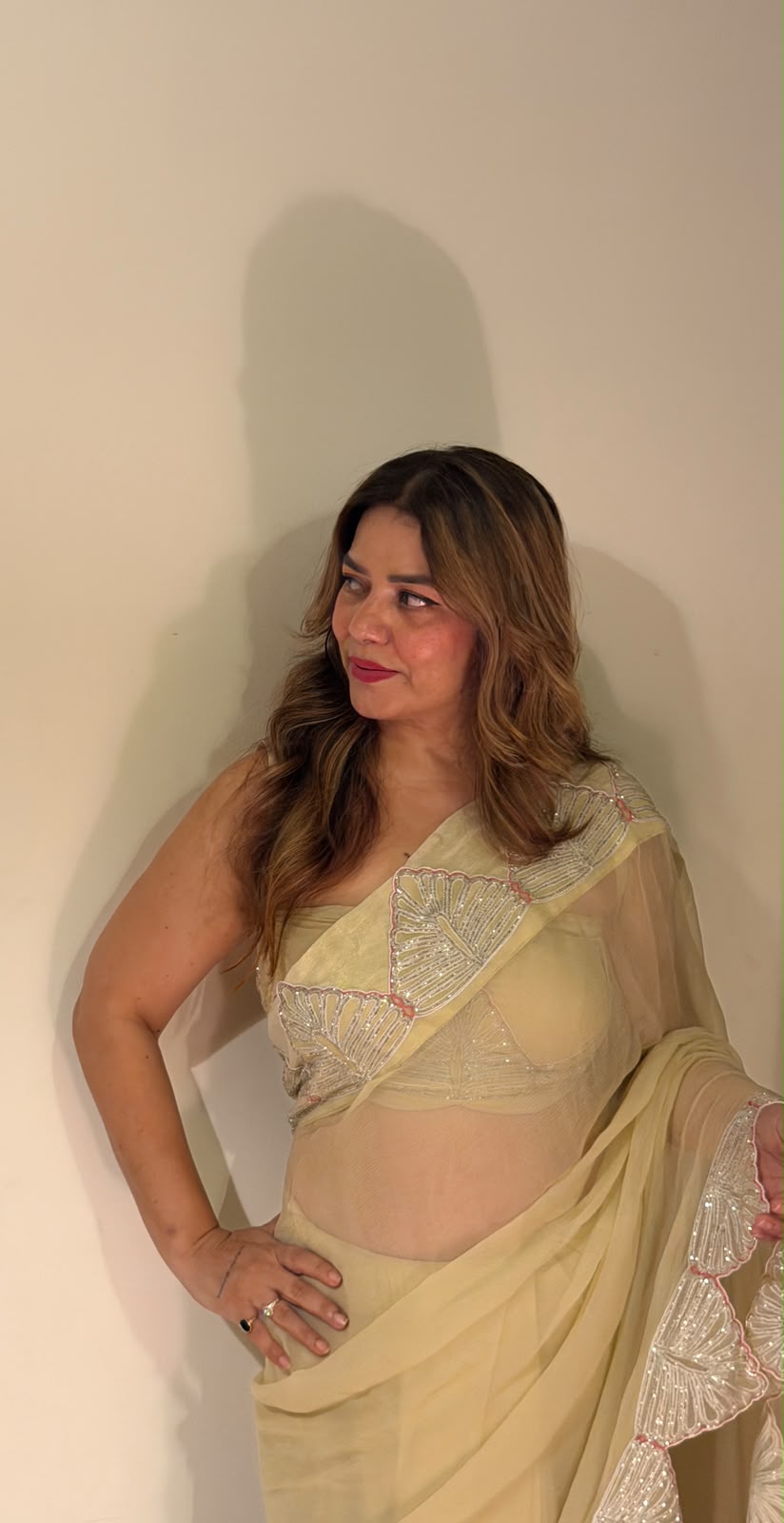 Palm Cutdana Saree