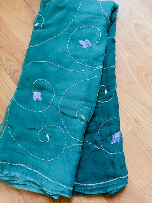 Ombre Green Chiffon Saree