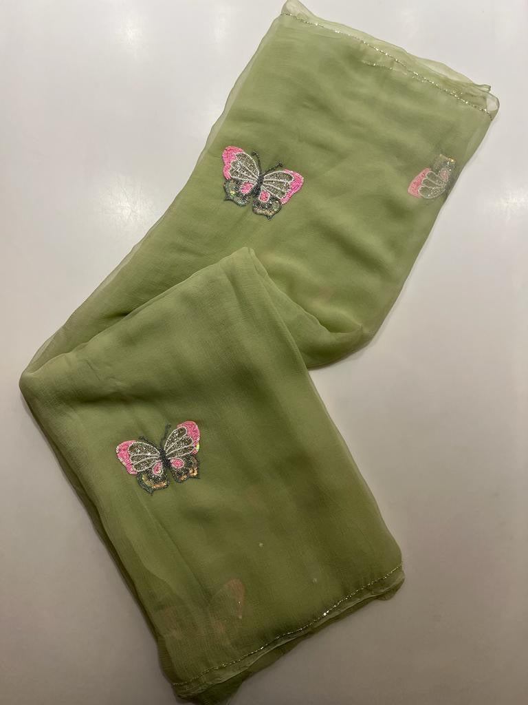 Green Butterfly Saree