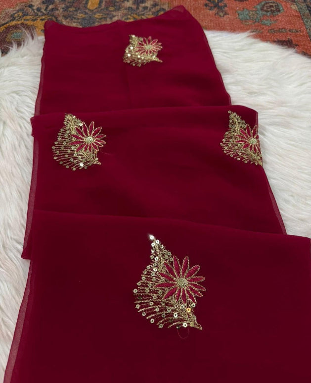 Basil Chiffon Saree