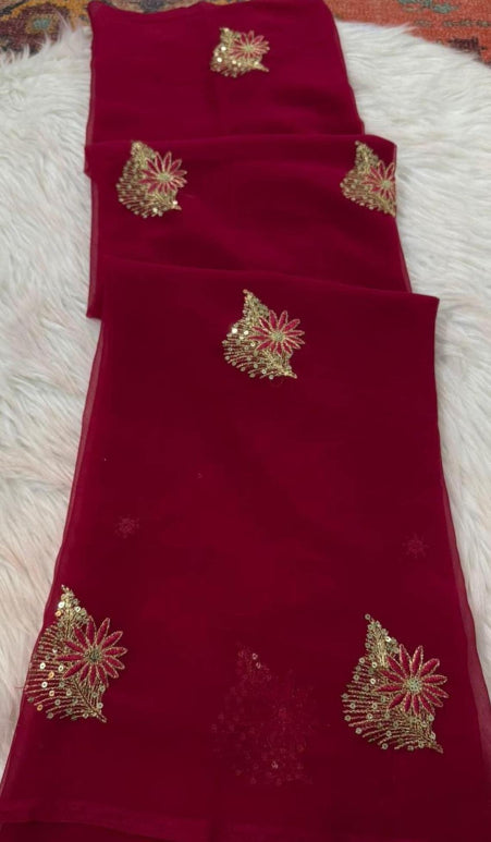 Basil Chiffon Saree