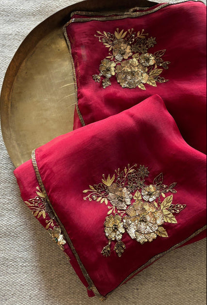 Firoza Sequin Chiffon Saree