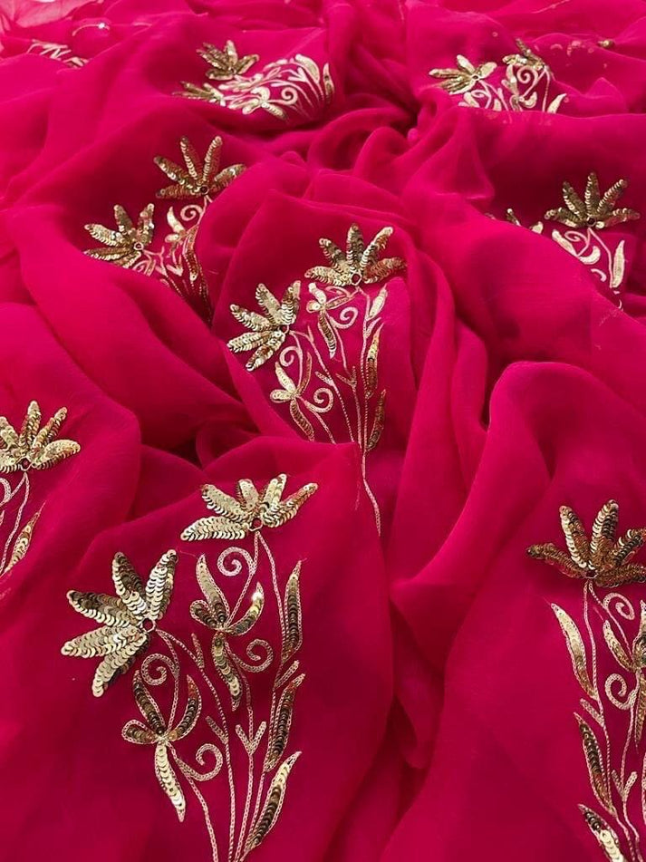 Petal Lilly Beads Chiffon Saree