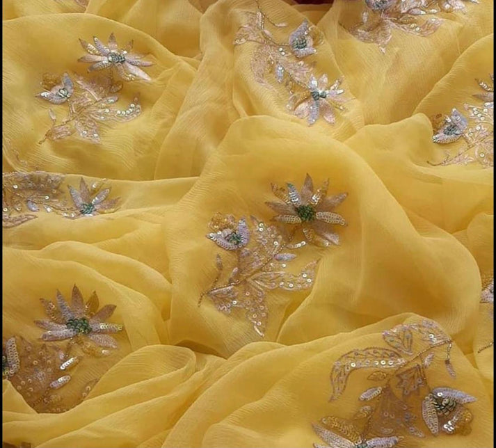 Petal Lilly Beads Chiffon Saree