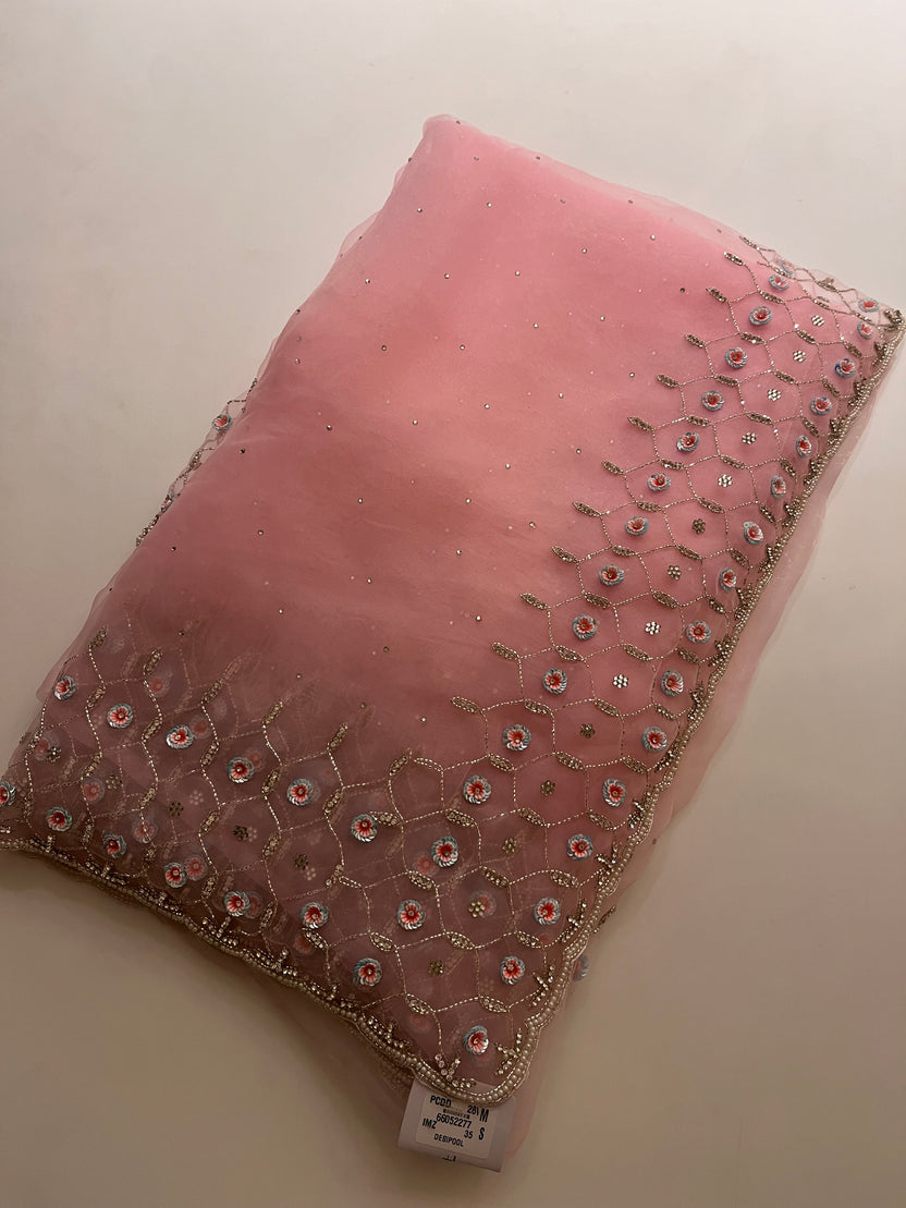 Pink Evening Organza Saree