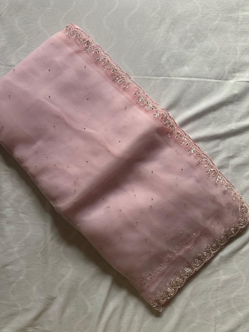 Pink Jhumki Cutdana Saree